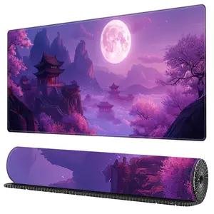 Moon & Cherry Blossoms Pattern Extended Mouse Pad, 1 Count Rectangle Non-slip Gaming Mouse Pad, Office Decorative Keyboard Pad for Home Office Desk