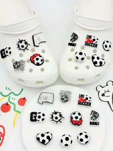 10 Piece Football Goal Hole Shoe Clips Decorative Silicone PVC Sports Trendy Style Shoe Charms Fits Holey Shoes