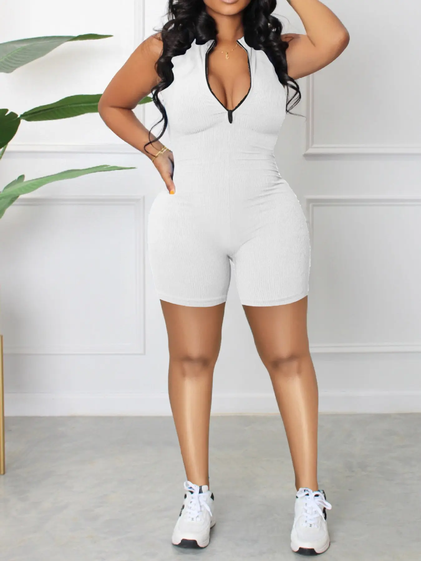 Women's Fashionable Candy Color Zipper Casual Sleeveless Jumpsuit, New European Style Women's Clothing, H3133 Trendy All-Season Wear, Casual Jumpsuits