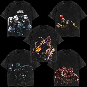 COLLECTION Real Steel Sweater & Tshirt & Hoodie Menswear Atom Noisy Boy Zeus Twin Cities Midas Gift for movie fans Top Apparel Classic Oversized Seamless Simple Straight Man designer shirts Men's Regular Fit Floral Print Tee Heavyweight Cotton T-Shirts