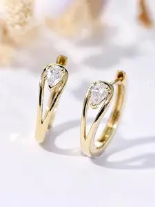 Elegant Copper Waterdrop Cubic Zirconia Earrings, Fashionable Casual Party Jewelry, Versatile Women's Ear Cuffs for Vacation, Hoop Earrings