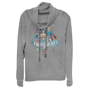 Junior's Women Justice League Mom of the Year Cowl Neck Sweatshirt