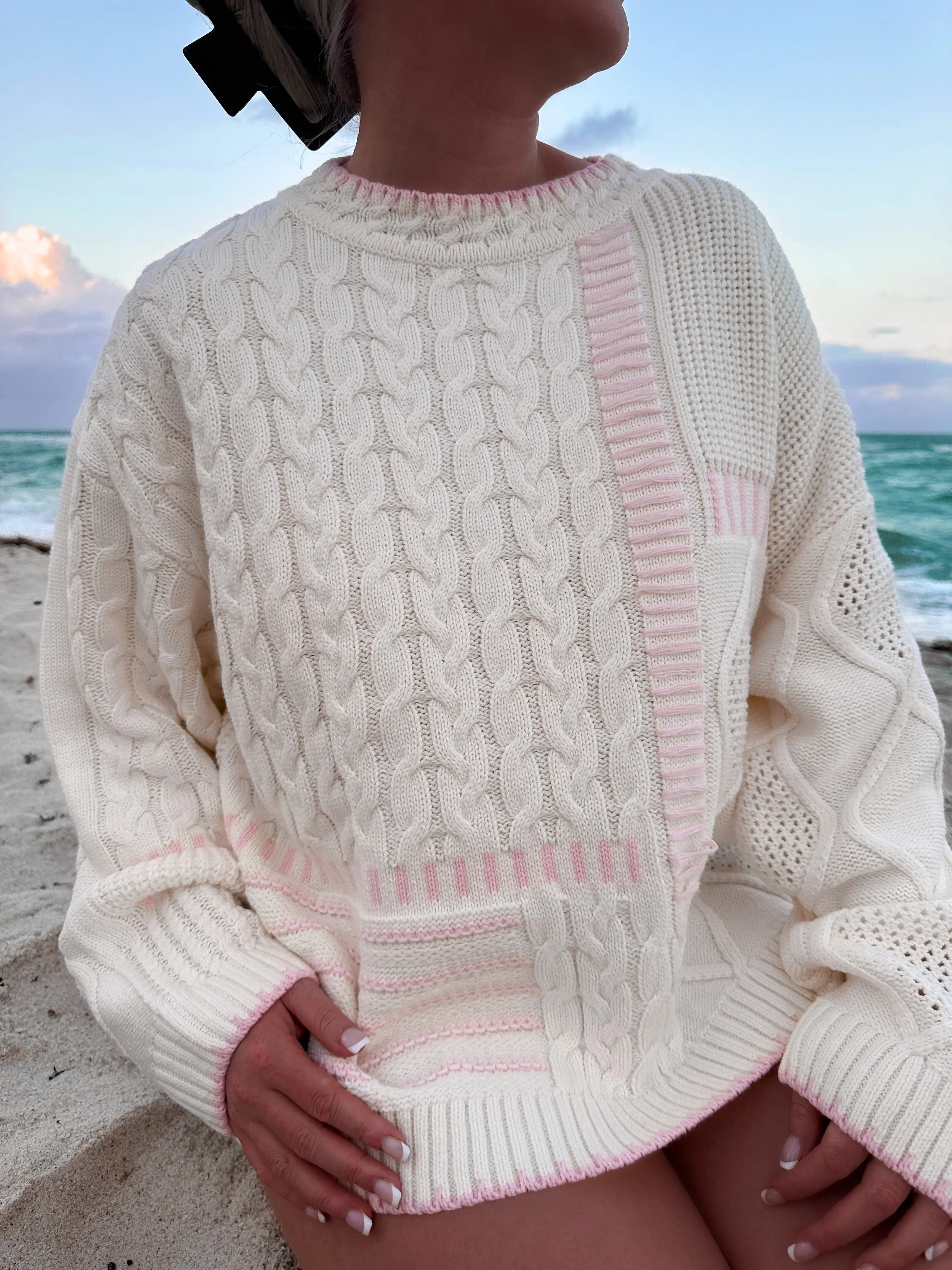 Hazel Patchwork Cable Knit Sweaters