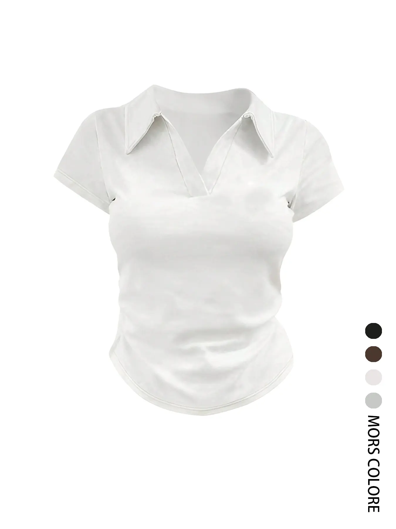 Women's Dark Slim Fit Plain Polo Shirt Short Sleeve, Minimalist Fashion Summer Top, Casual Stylish Polo Tee for Women, Basic