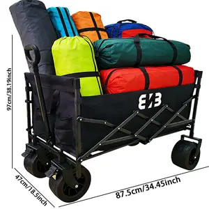 Adjustable-frame folding multi-purpose cart, 980LBS capacity, for indoor and outdoor storage 580LBS shopping cart Camp Convenience Heavy Duty Garden