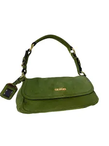 Pre-owned PRADA Green Suede Shoulder Bag/WJ05130322/0322