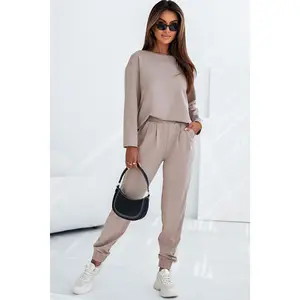 Khaki Casual Pullover and High Waist Pants Outfit