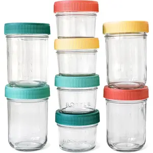 Breast Milk Storage Jars (4oz & 8oz, 8-Pack) -  Glass   Containers with Lid for  Formula & Breastmilk - Airtight, Stackable, Freezable