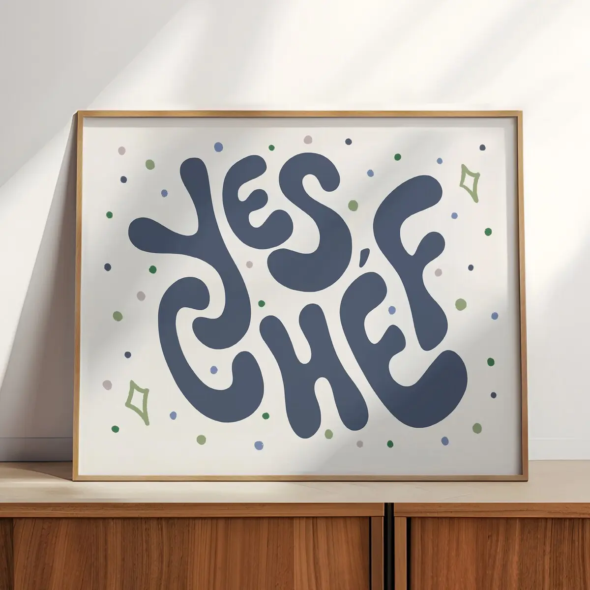 Yes Chef Wall Art Print, Funny Kitchen Poster, Foodie Gift, Eat Sign Poster, Kitchen Disco Art, College Apartment Decor, Room Decor, Unframed