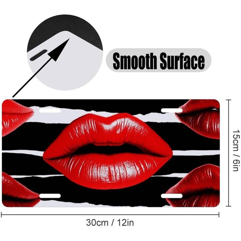 Personalized License Plate Frames Car Front License Plate Cover Red Lips Kiss Rust-Proof Aluminum Holder 6x12 Inch Universal US Standard