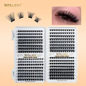 RITALASH 384pcs 4 Style Cluster Lashes Book, Individual Lashes Clusters Eyelash Extensions, False Eyelashes DIY False Lash Extension Kit, Reusable False Eyelashes Natural Look Mix 10-16mm Volume False Lashes Realistic Lashes