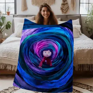 Coraline Anime Manga Flannel Blanket - Cartoon Pattern, Soft Decorative, Multi-Size, All-Season - Indoor Sofa, Bed Throw, Holiday Gift, Coraline Graphic Blanket, Cartoon Pattern Blankets, Soft Decorative Blankets