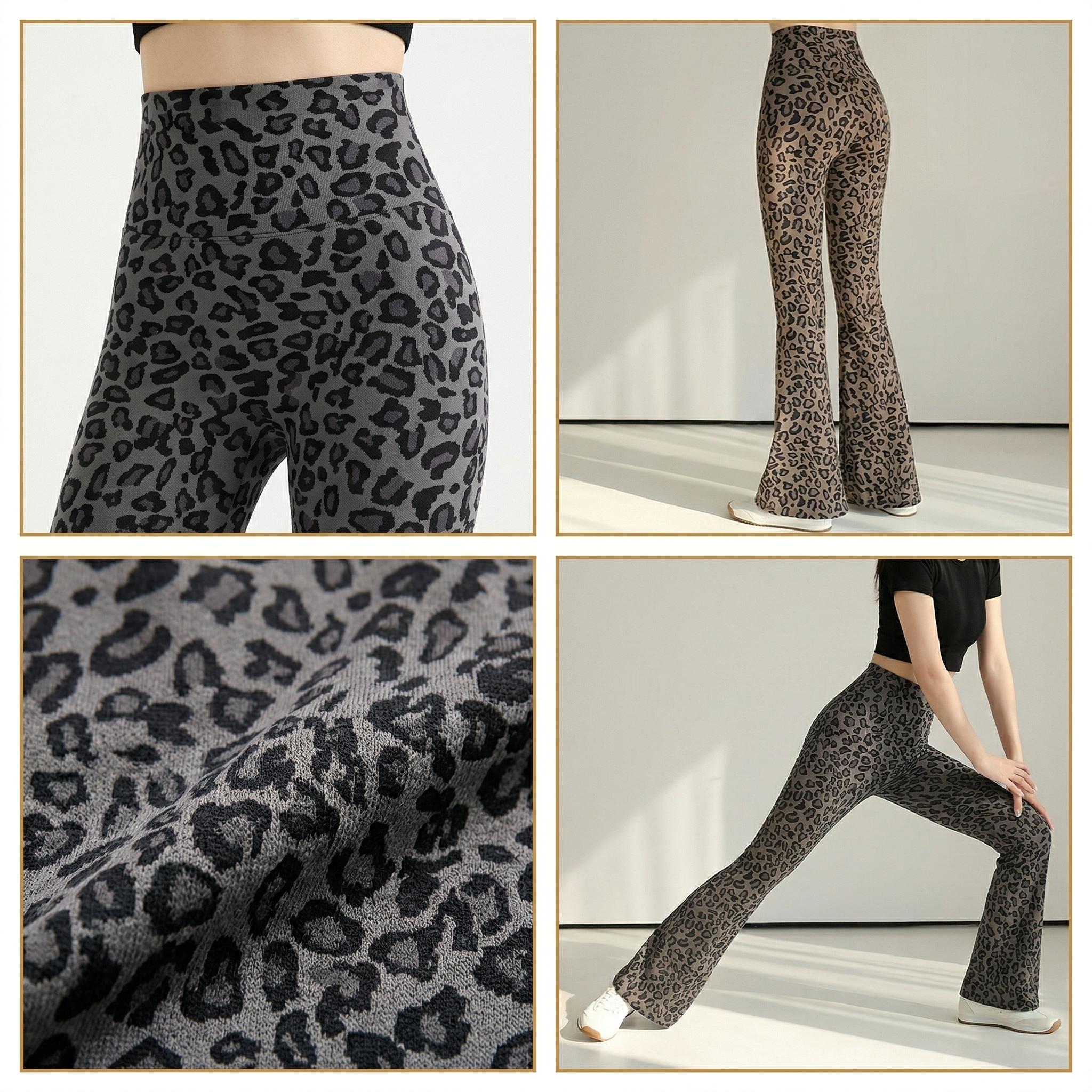 Women's retro leopard print high waisted flared pants - women's yoga pants - waist yoga pants roll control bell bottoms fit pants Y2K yoga, gym and casual sports women's high waisted, yoga flared pants tight sportswear