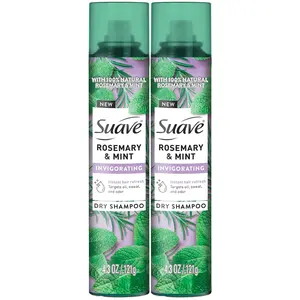 Suave Dry Shampoo, Rosemary & Mint 2-Pack, Infused with 100% Natural Ingredients