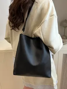 Women's Asymmetrical Bucket Bag, Large Capacity Casual Shoulder Bag, Plain Design Fashion Accessory for All Seasons, Handbag Shoulder Bag