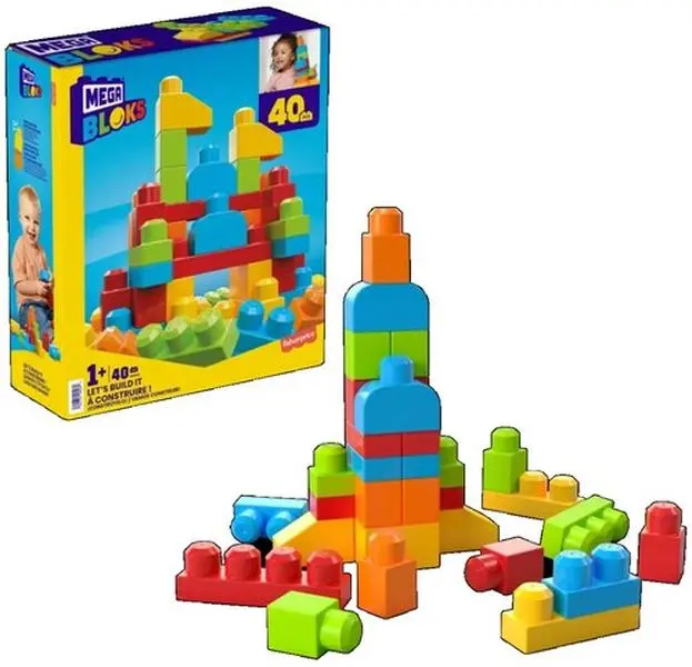 MEGA BLOKS Let's Build It! 40 Piece Toddler Building Toy Set  [COLLECTIBLES] Brick