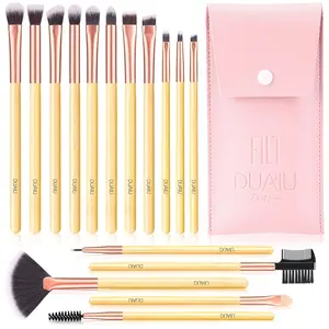 Eyeshadow Brush Set 16Pcs Bamboo Eye Makeup Brushes, Eye Shadow Brush for Blending Concealer Eyebrow Eyelash Eyeliner Premium Synthetic Make Up Brushes with Bag