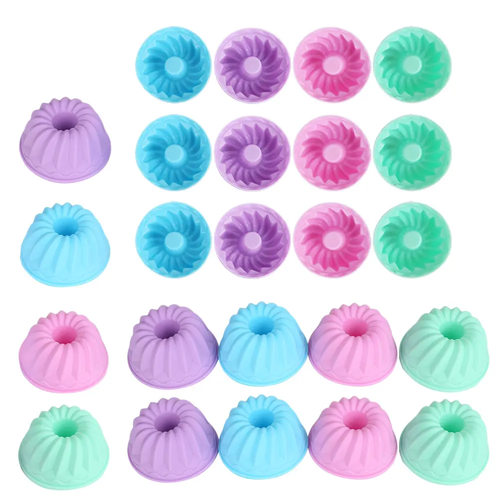 24 Pack Pumpkin Shaped Silicone Reusable Molds, Heat Resistant Baking Cups in 2 Sizes for Oven & Freezing, Cupcake Pan Liners for Birthday Parties, Silicone Baking Molds, Baby Shower