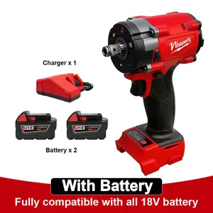 【FathersDayGift】NiuWork  Brushless Cordless Impact Wrench, 1/2"  Brushless Cordless Power Tool with LED light,350N·m Impact Wrench Compatible with M18 Batteries - Ideal for  Household Projects / Light Repairs/Diy/car wireless drill Set