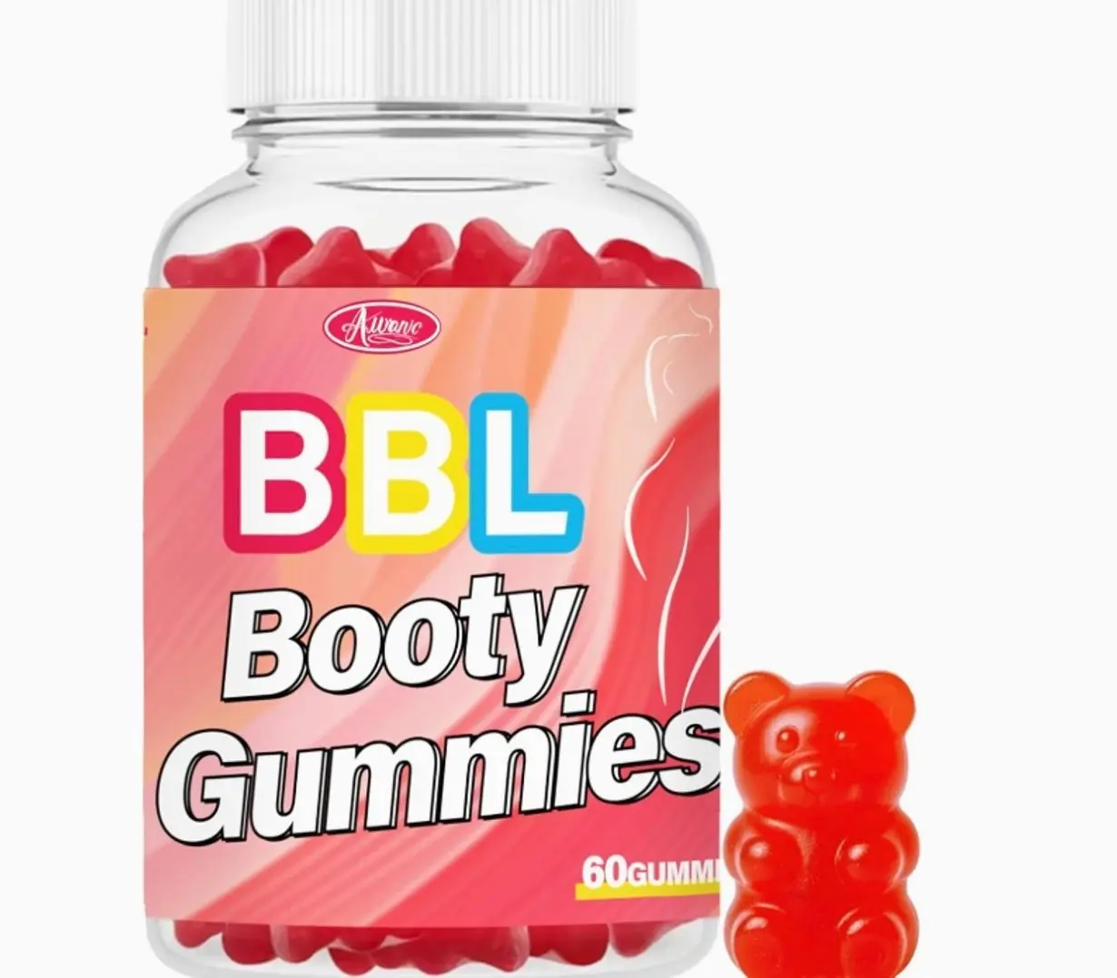 60 Counts BBL Gummies for Bigger Butt Growth and HIPS, Herbal Extracts for Women Booty Natural Curvy Body Buttocks Lift Up Enhancer, Hip Butt Enhancing Fast Gummy