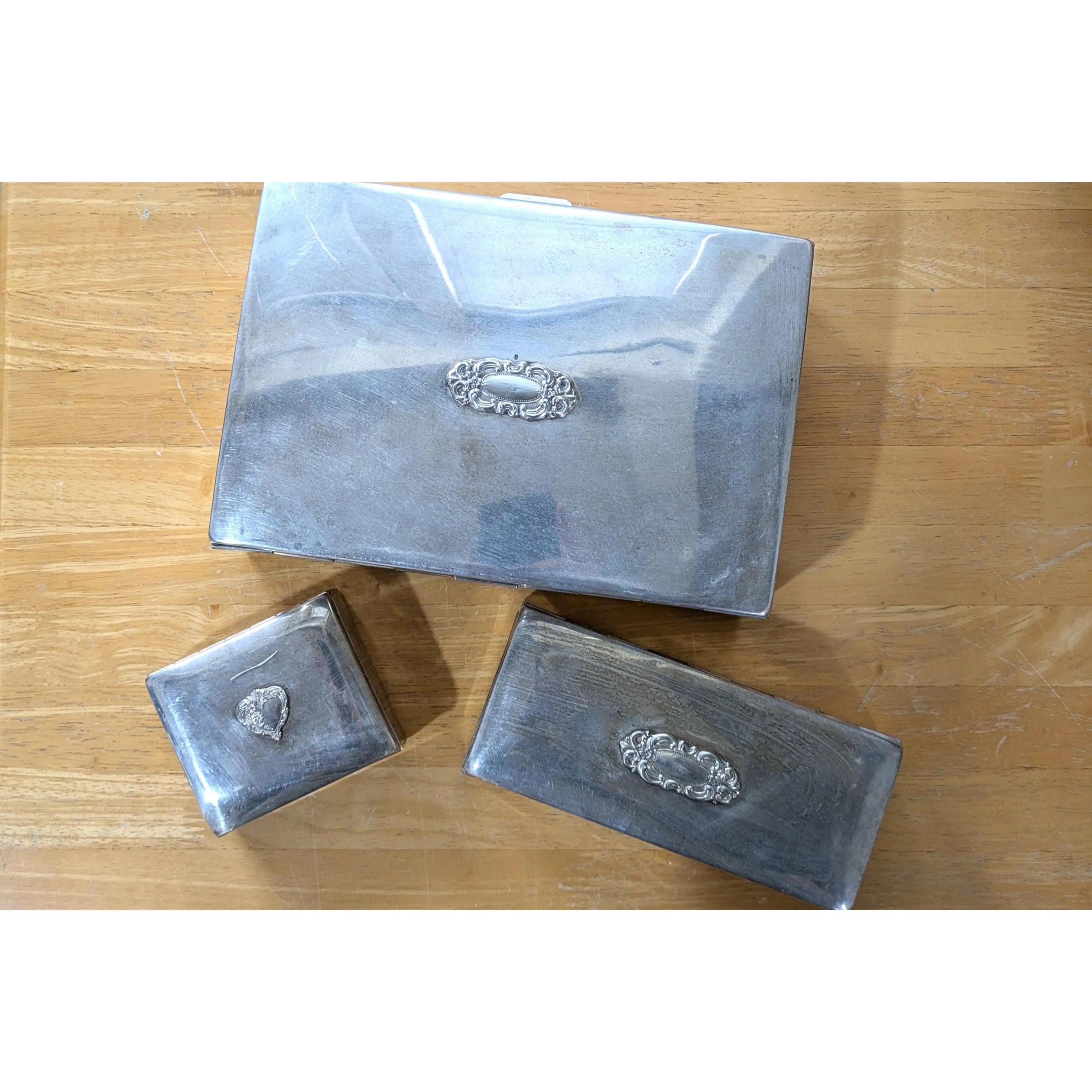 Towle Set of 3 Jewelry Boxes - Trinket Box - Treasure Chest - Small, Medium, Large - Measurements Seen in Photos