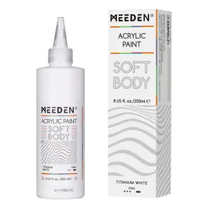 MEEDEN Titanium White Acrylic Paint: Matte Finish 250ml/8.45oz Soft Body Bulk Acrylic Colors in Ergonomic Bottle - Fluid Flow Art Paints for Adults Artists Canvas Art Painting