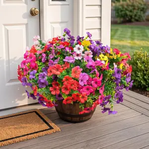 8 Bundles Artificial Flowers for Outdoors/Indoors, Fake Flowers Plants for Indoor Outside Garden Porch Window Box Home Wedding Farmhouse(4 Color)