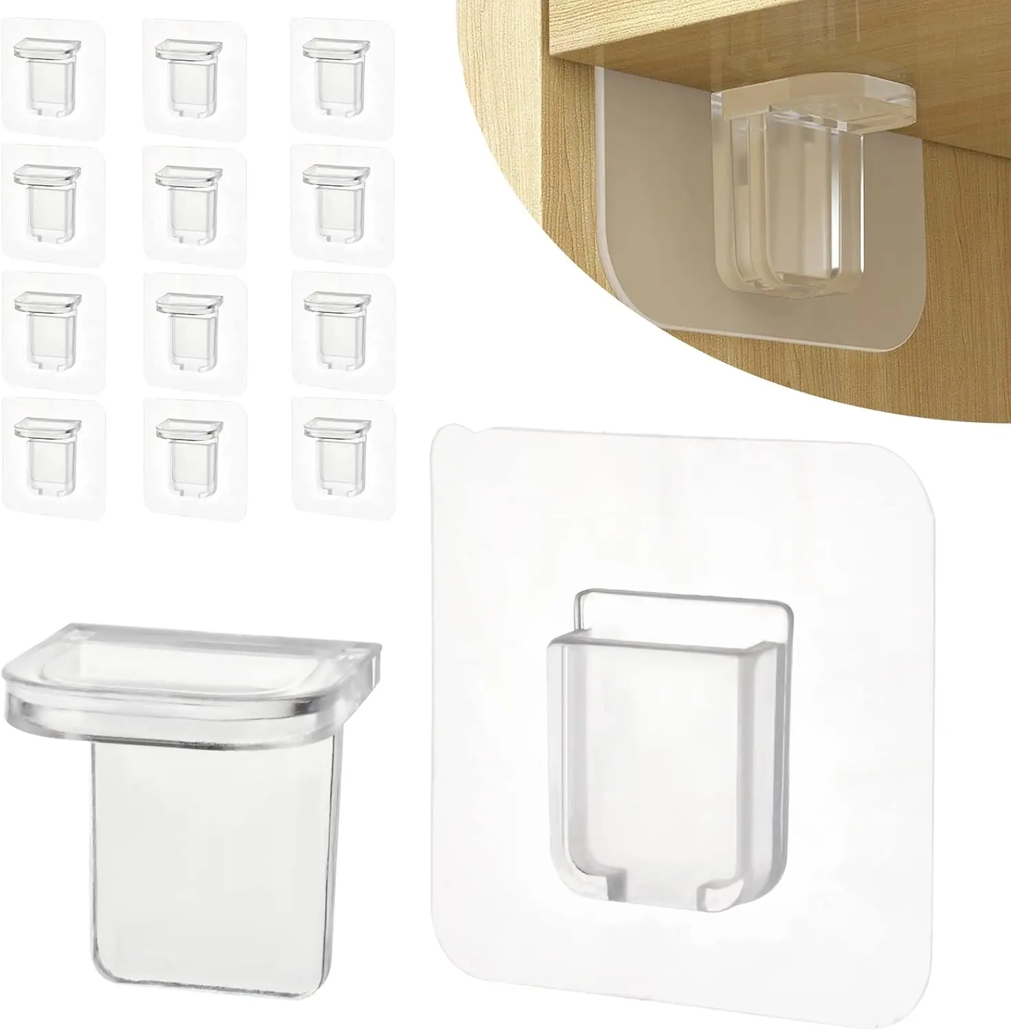 12 count Punch Free Shelf Support Pegs Self Adhesive Shelves Clips Shelf Pegs for Shelves No Drill Shelf Bracket Holders Pin for Kitchen Cabinet Book Shelves Closet Clapboard Layer (1-Peg)