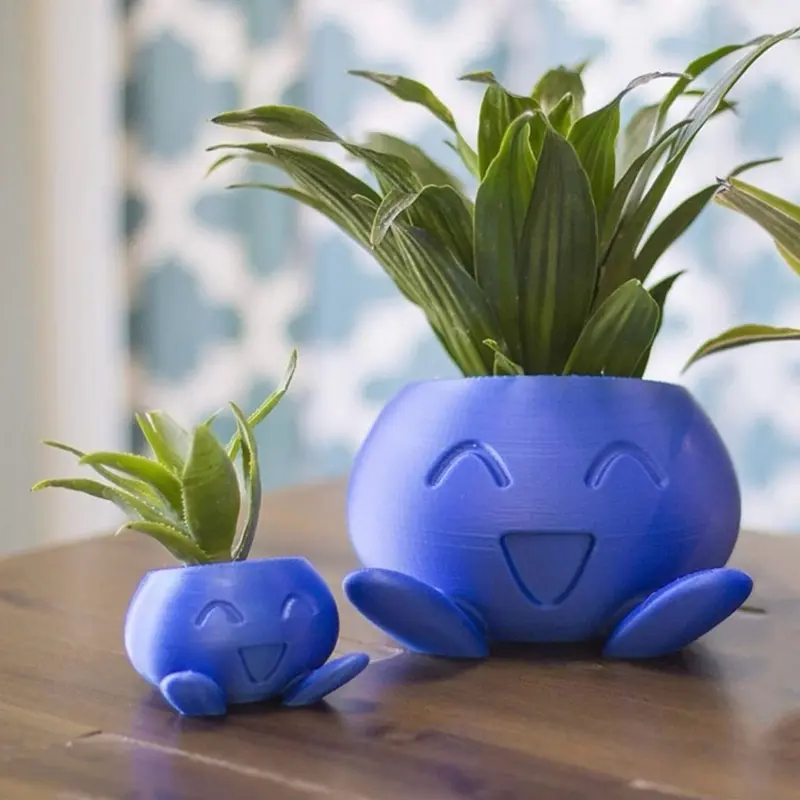 Pokémon Flower Pot - Blue Shape with Smiling Face, Ideal for Plant Care, Lightweight Design