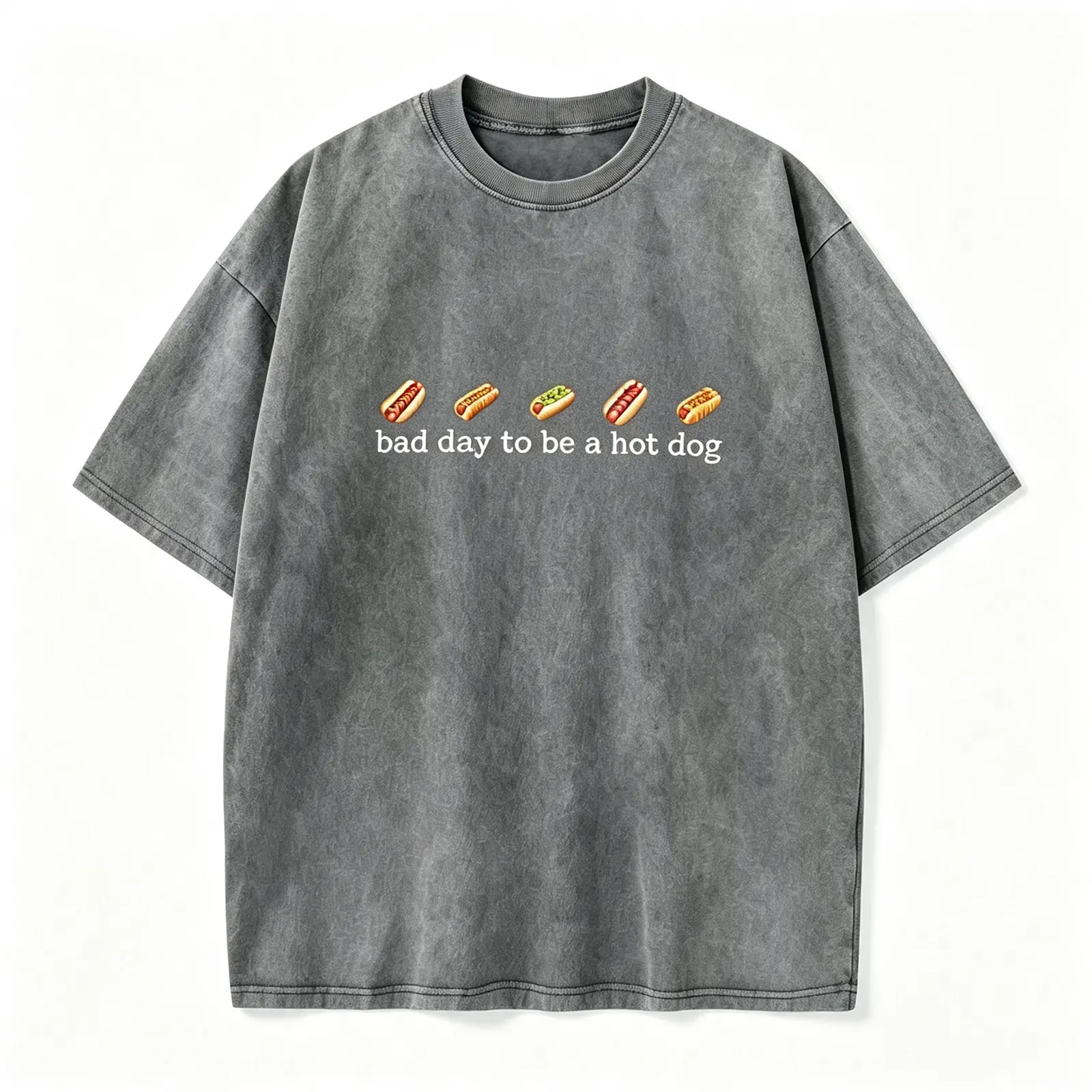 Men's 100% Cotton Funny Retro "Bad Day to Be a Hot Dog" Graphic T-Shirt - Shortleeve, Round Neck, Loose Oversize Fashion Casual Streetwear Breathable Unisex Top