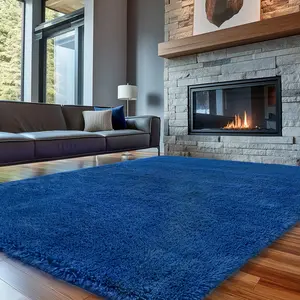 FAMVAL Large Size Plush Rugs Big Fluffy Area Rug Non-slip Soft Shaggy Carpet Mats for Livingroom Bedroom Nursery Home Decor Navy Blue Christmas gifts