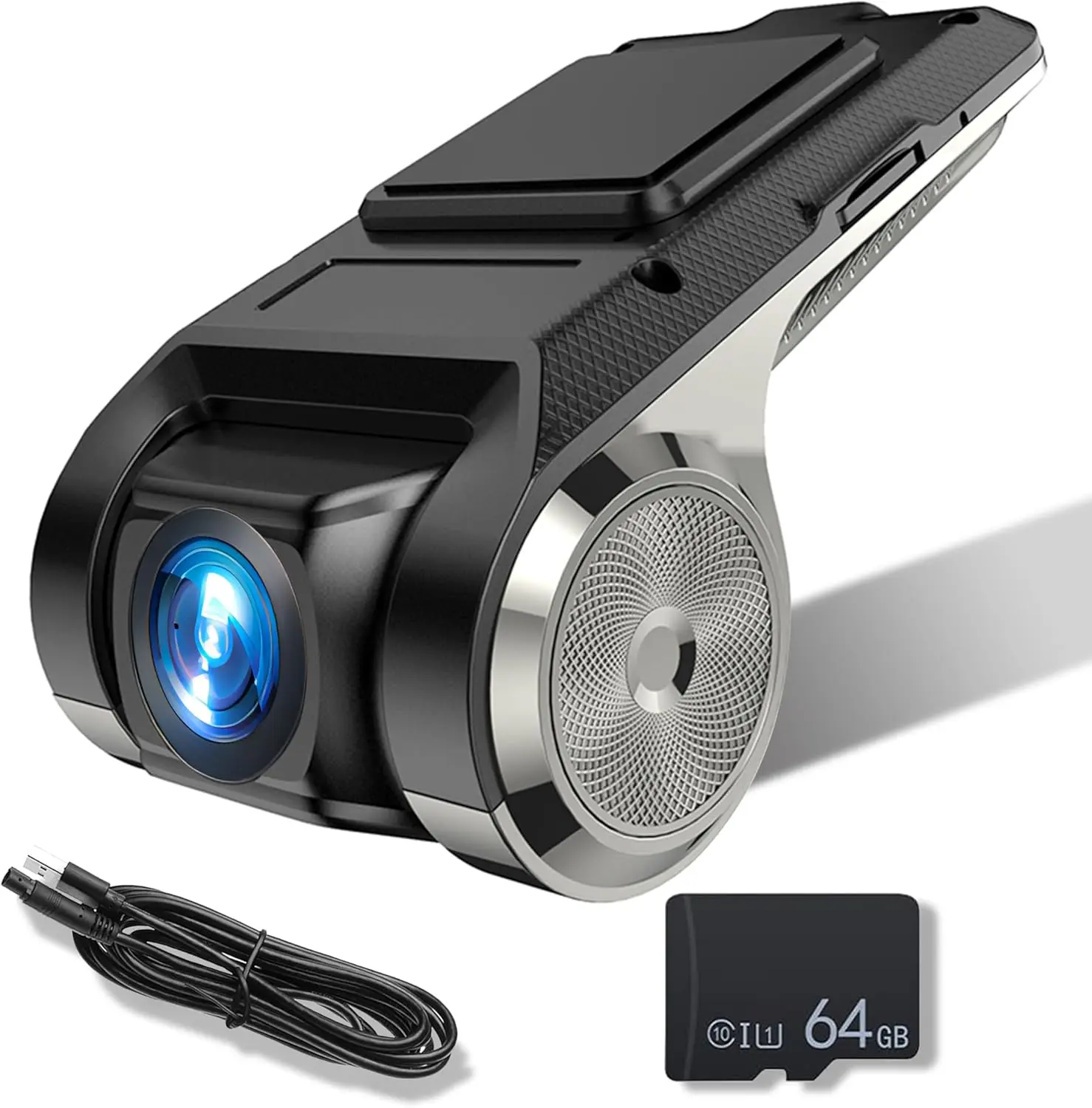 USB Car DVR Camera for Android Stereo - 12V Full HD WDR 1x CMOS Car Rearview Backup Camera with Wide Angle, Loop Recording, Night Vision, ADAS, IP66, 1/4" Color Sensor + 64GB Micro SD Card, SummerVibes Father's Day Gift