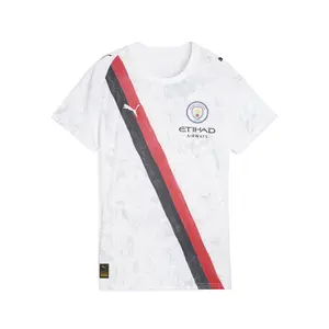 PUMA Womens X Kidsuper Manchester City F.C. Crew Neck Short Sleeve Replica Jersey Casual - Black, White