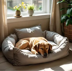 Premium Hemp Dog Bed – Organic Latex Foam | Washable | Natural, Non-Toxic Pet Bed | Handmade Eco Pet Bedding