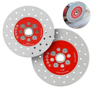 4.5"/5" Double-Sided Diamond Cutting & Grinding Disc, 5/8"-11 Thread Vacuum Brazed Saw Blade for Marble, Quartz, Granite & Tile, Professional Stone Edge Chamfering & Shaping Tool