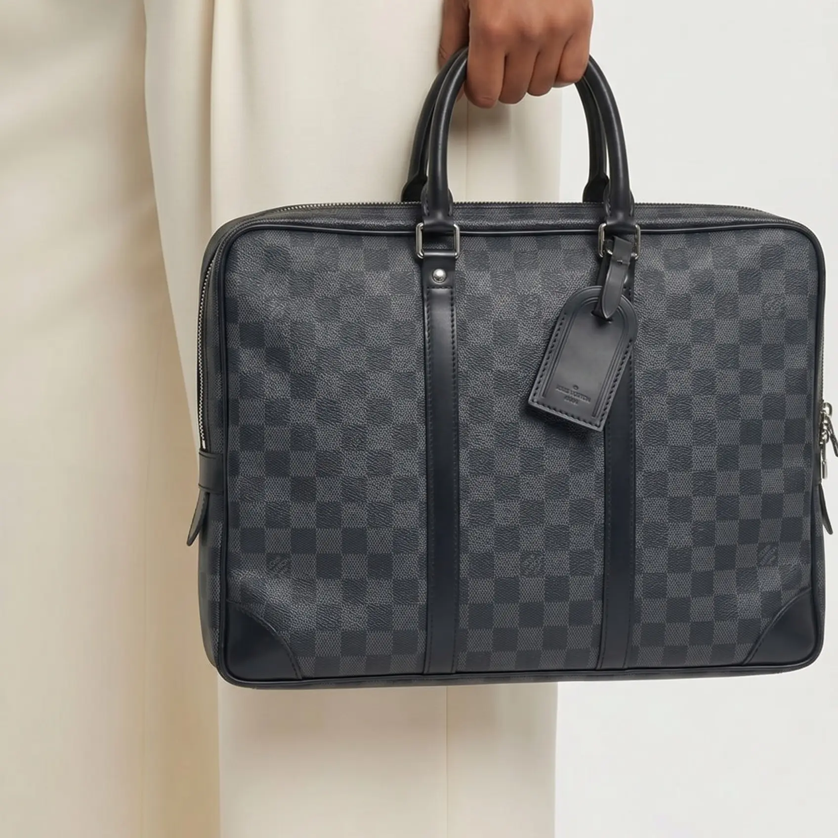 Pre-owned Louis Vuitton Canvas Professional & Technology Bags Damier Graphite Porte Documents Voyage Bag