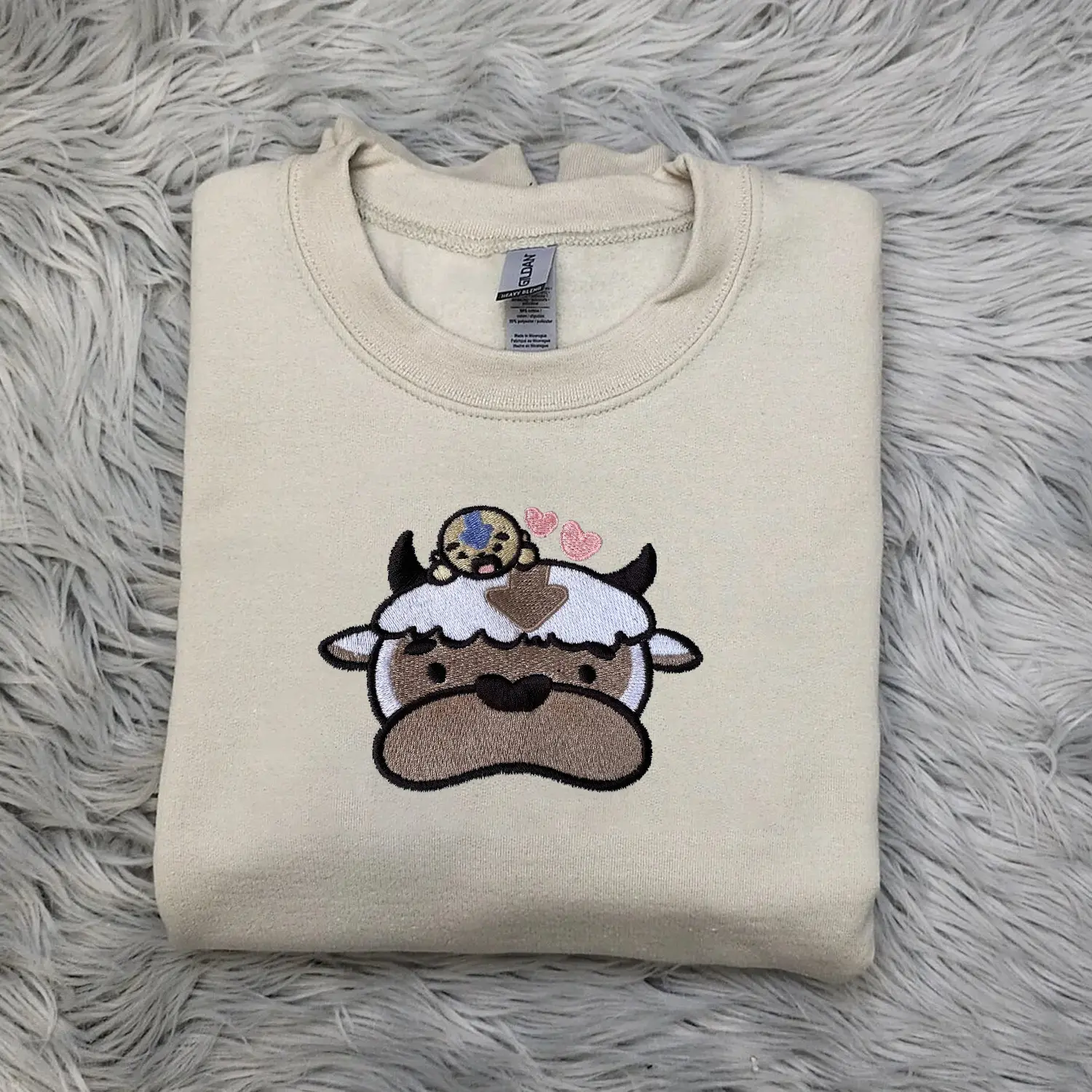 Appa Bison and Aang Embroidered Sweatshirt, Avatar the Last Airbender Hoodie Sweatshirt, Bison Lovers Gifts