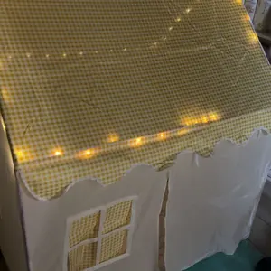 Unisex Pretend Play Castle, Kids' Play Tent Playhouse, Indoor Playhouse | Pink/Yellow Optional | With Windows/Curtains/Door Curtain & Storage Bag | Kids' Secret Base & Sleep Tent | Holiday Gift for Birthday/Christmas | No Accessories or Lights Includ