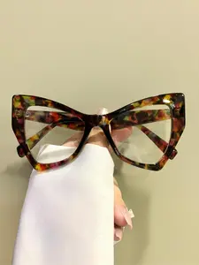 Vintage Cat Eye Frame Glasses, Trendy Eyeglasses for Women & Men, Fashion Eyeglasses for Work, Daily Clothing Decor, for Student Daily