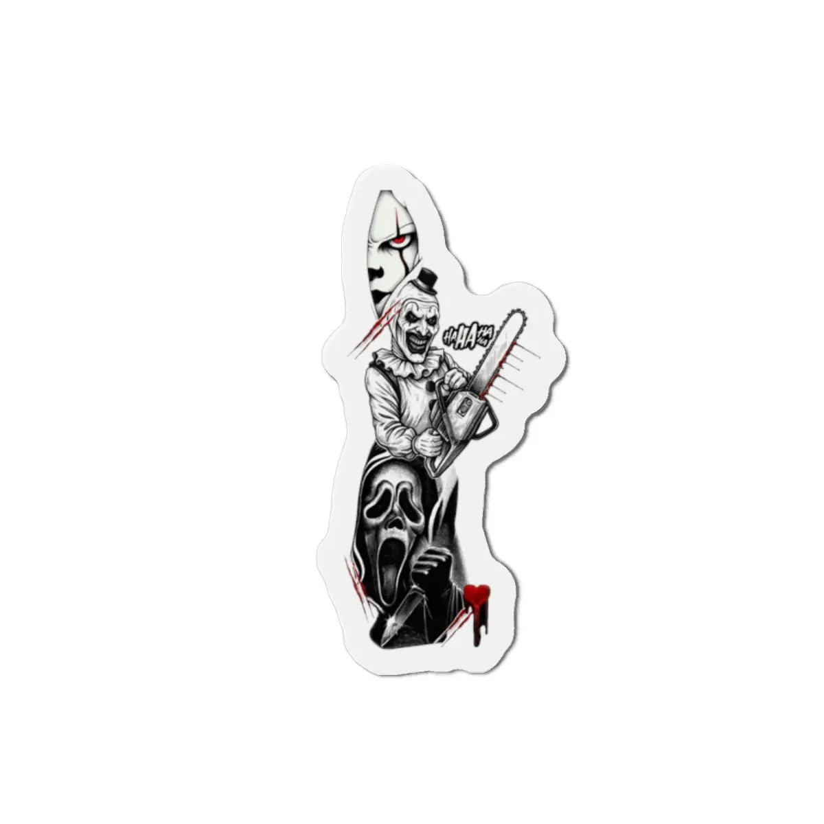 Horror Mask Stacked Killers Die-Cut Magnet | Creepy Ghost, Chainsaw, Scream