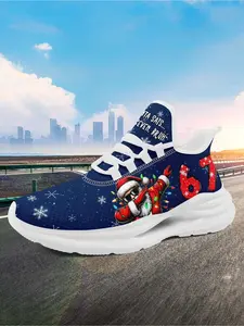 Men’s Christmas “Dabbing Santa 67” Holiday Low-Top Casual Sneakers, Graphic Print Sneakers, Plus Size Fashion Trend Shoes with Midsole Suspension Technology, Lightweight Soft Sole Sports Trainers, Perfect for Daily Wear, Outdoor, Walking, and Travel