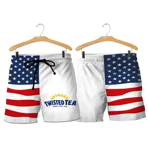Twisted Tea Shorts, USA Flag 4Th Of July Twisted Tea Shorts, Quick Dry Hawaiian Swim Trunks – Lightweight, Breathable, All-Day Comfort