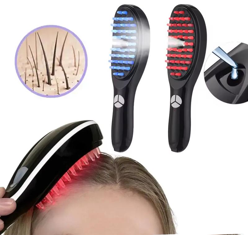 Vital5 Red & Blue Light  Therapy  for Scalp &  Growth with Dropper for Serum - Plastic Massage & Steaming  for Conditioning Treatment Irish curl  Detangling  loc Handy Hairbrush Defining Hair Brush