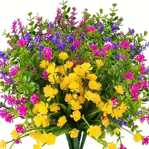 6 Bundles UV Resistant Artificial Hanging Flowers Boxwood Shrubs, Faux Plants for Outdoor Garden Patio Porch Window Box, Home Wedding Farmhouse Hanging Decor