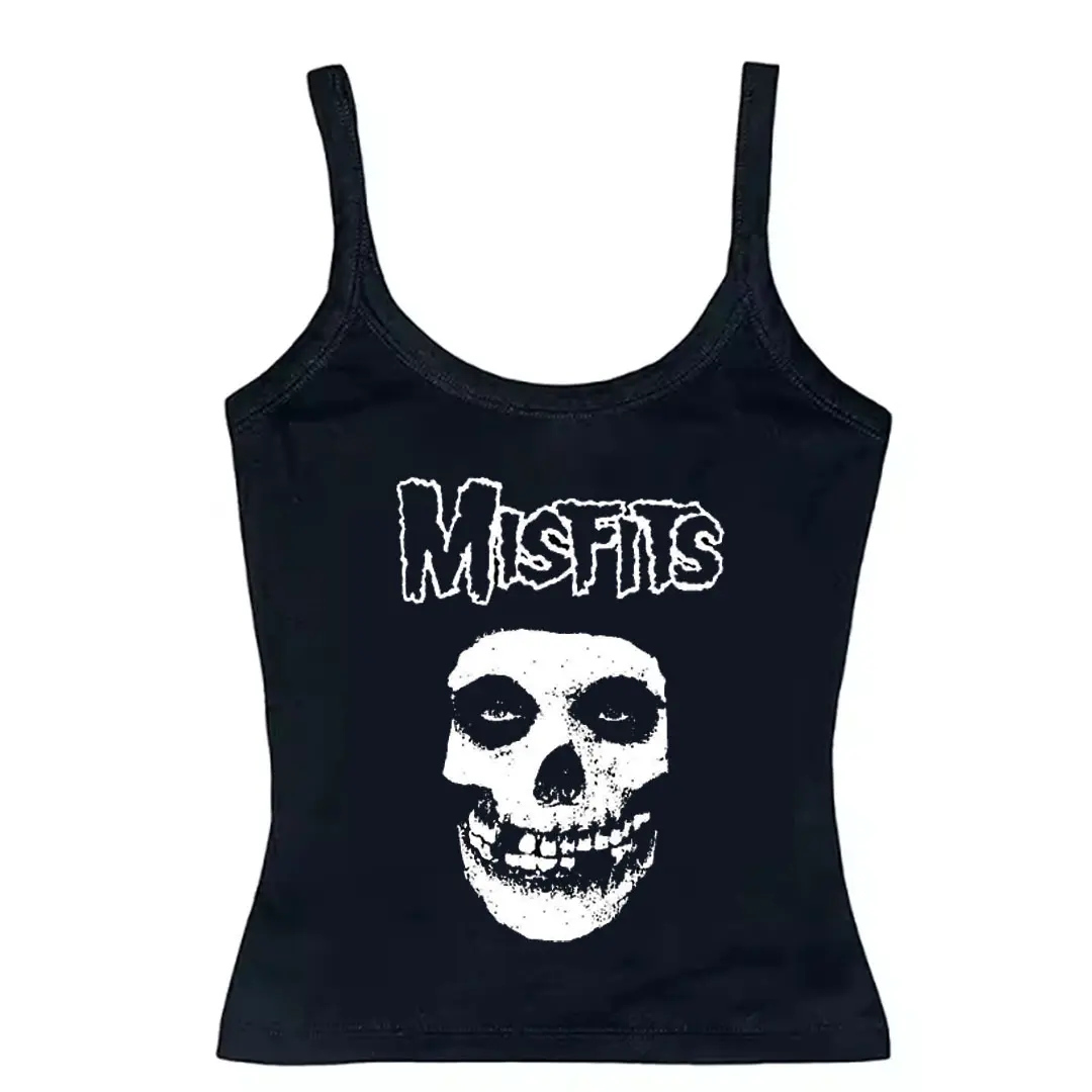 Misfits Skull Camisole Top – Goth Punk Rock Band Tank Top, Y2K Emo