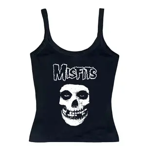 Misfits Skull Camisole Top – Goth Punk Rock Band Tank Top, Y2K Emo Girl Crop Shirt, Vintage Horrorcore Aesthetic, Grunge Streetwear Outfit, Emo Streetwear, Gift For Her, Outfits