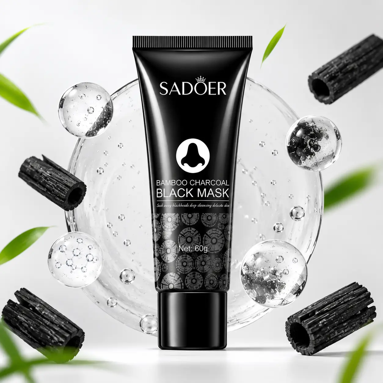 Peel Off Black Mask Bamboo Charcoal Nose Face Mask for Blackhead Oil Control Deep Skin Cleansing