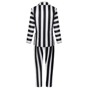 Halloween Beetlejuice Michael Keaton Costume Cosplay Suit Performance Outfit