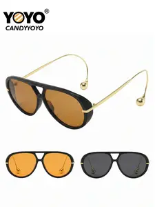 Original design, retro large-frame pilot-style double-beam hoop earrings/pendant, decorative sunglasses, trendy and fashionable, suitable for both men and women.