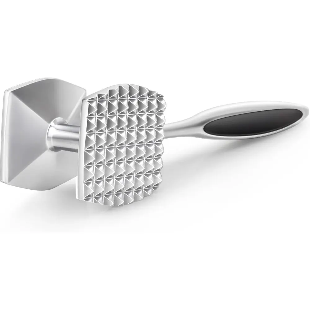 Smooth Metal Meat Tenderizer Mallet - Double-Sided Kitchen Utensil for Steak, Beef Cooking Prep, Single Unit Poultry Tenderizing Tool, Mallet Shape